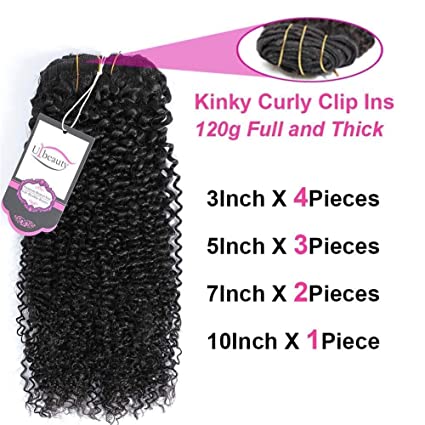 Kinky Curly Clip In Hair Extensions -  Human Hair