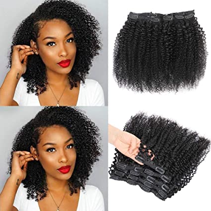 Kinky Curly Clip In Hair Extensions -  Human Hair